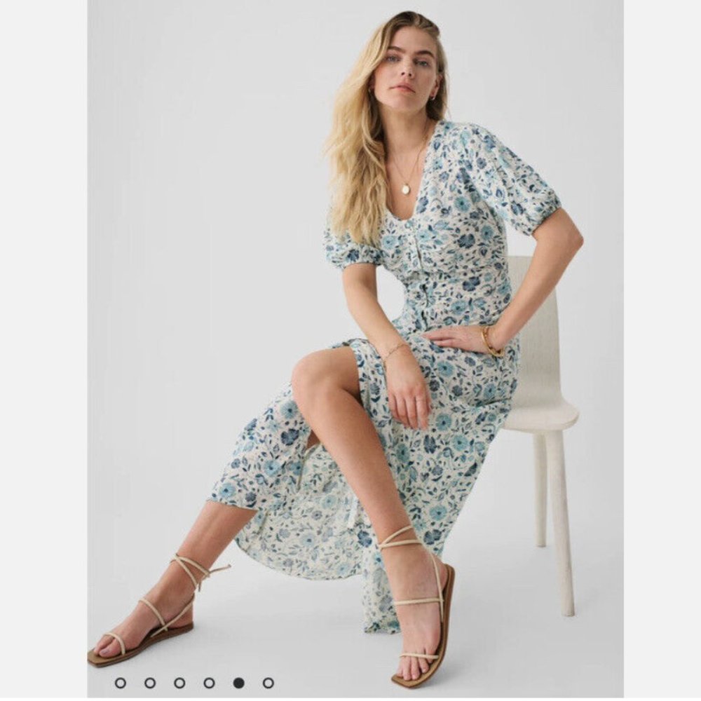 Faherty Sorrento Dress Dreamer Floral Size Small Blue